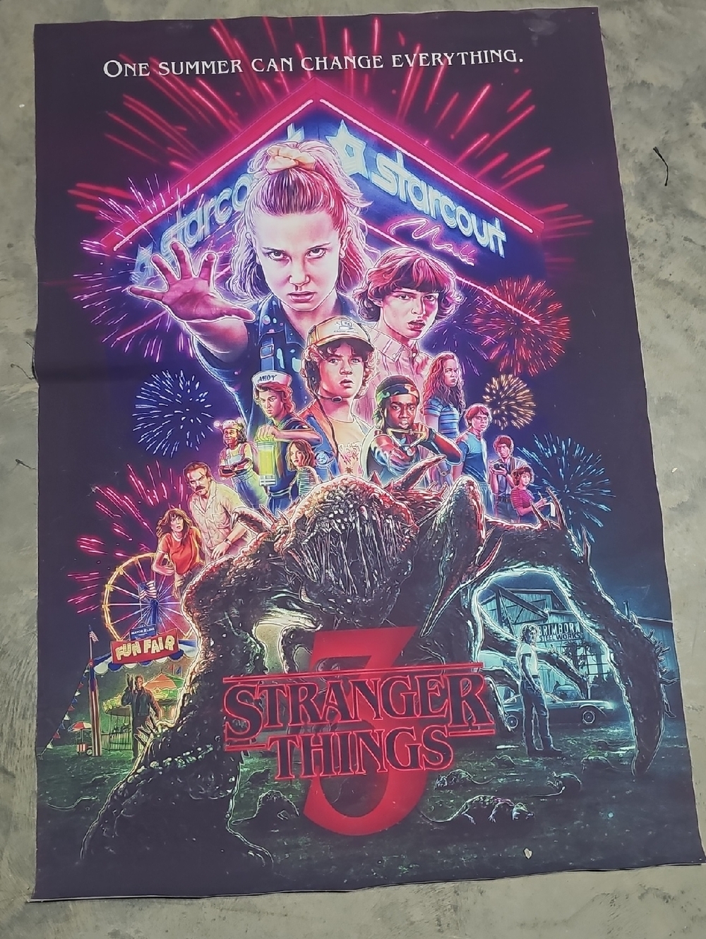Stranger Things 3 Neon Fabric Poster 23 In X 35 In